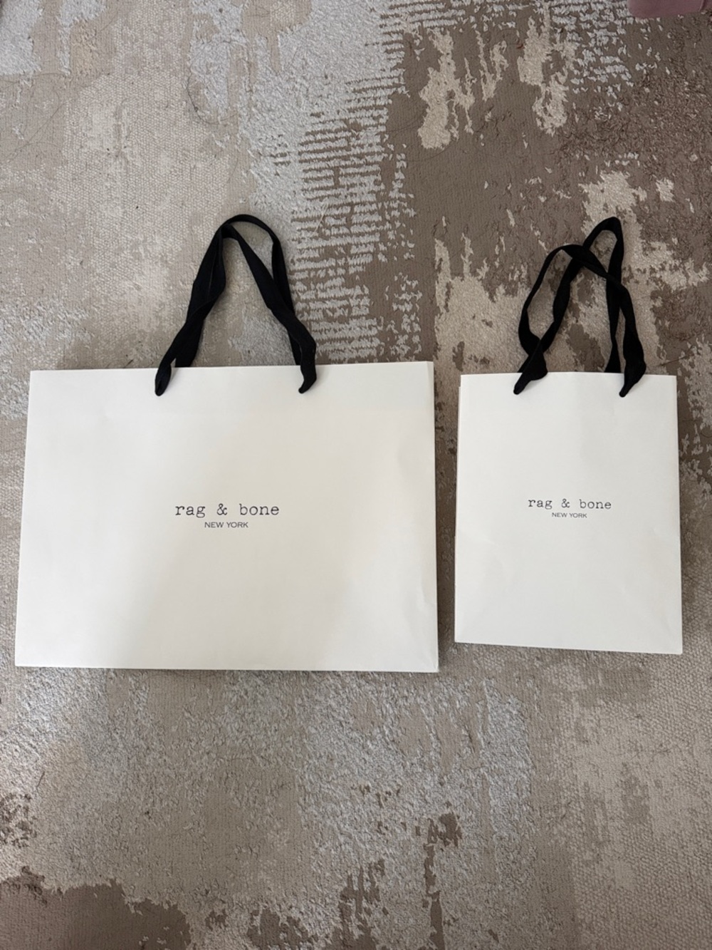 rag & bone White Gift Bags with Black Ribbon Handles